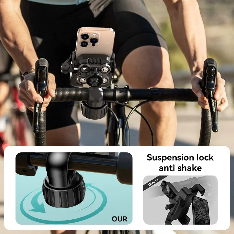 Electric Bike Motorcycle Phone Holder with Vibration Dampener Universal Adjustable Handlebar Mount for E-Bike, Scooter