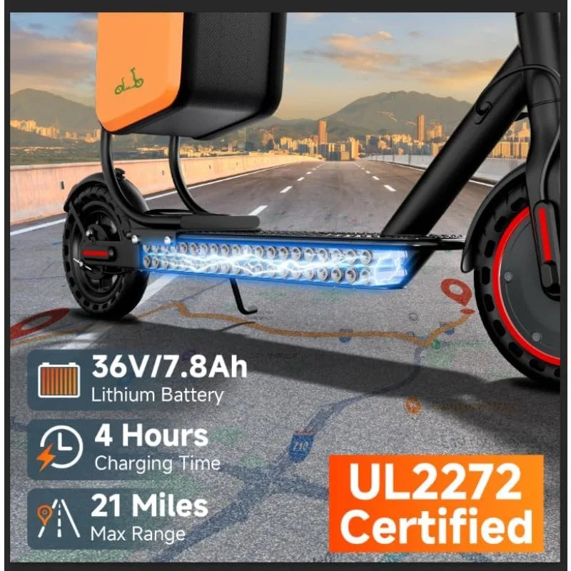 Electric Scooter 19MPH & 21-Mile Range, 350W Motor, 8.5" Solid Tires With App Control & Dual Brake System