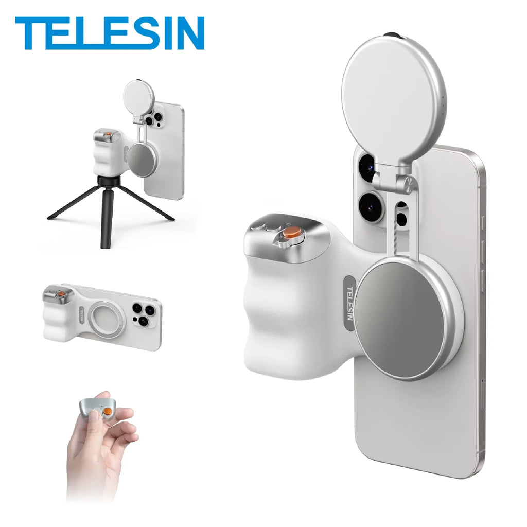 “White” TELESIN Magnetic Phone Camera Shoot Hand Grip