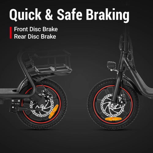 500W Electric Scooter with Seat&Basket, 15.5 Miles Ranges 15.5MPH Max Speed,Electric Scooter