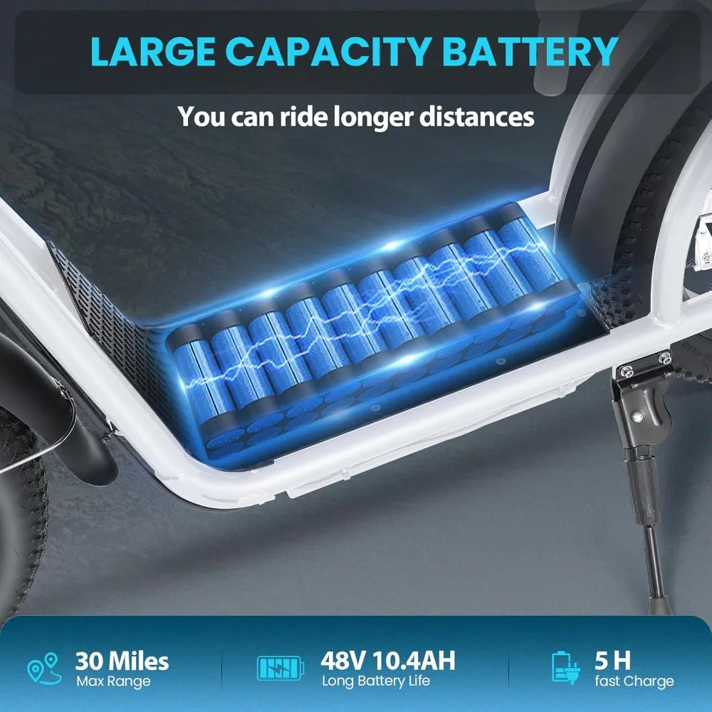 Electric Scooter with Seat, Max 30Miles Ranges&20Mph, 500/800/1200W Motor, 14" Fat Tire Foldable Commuter
