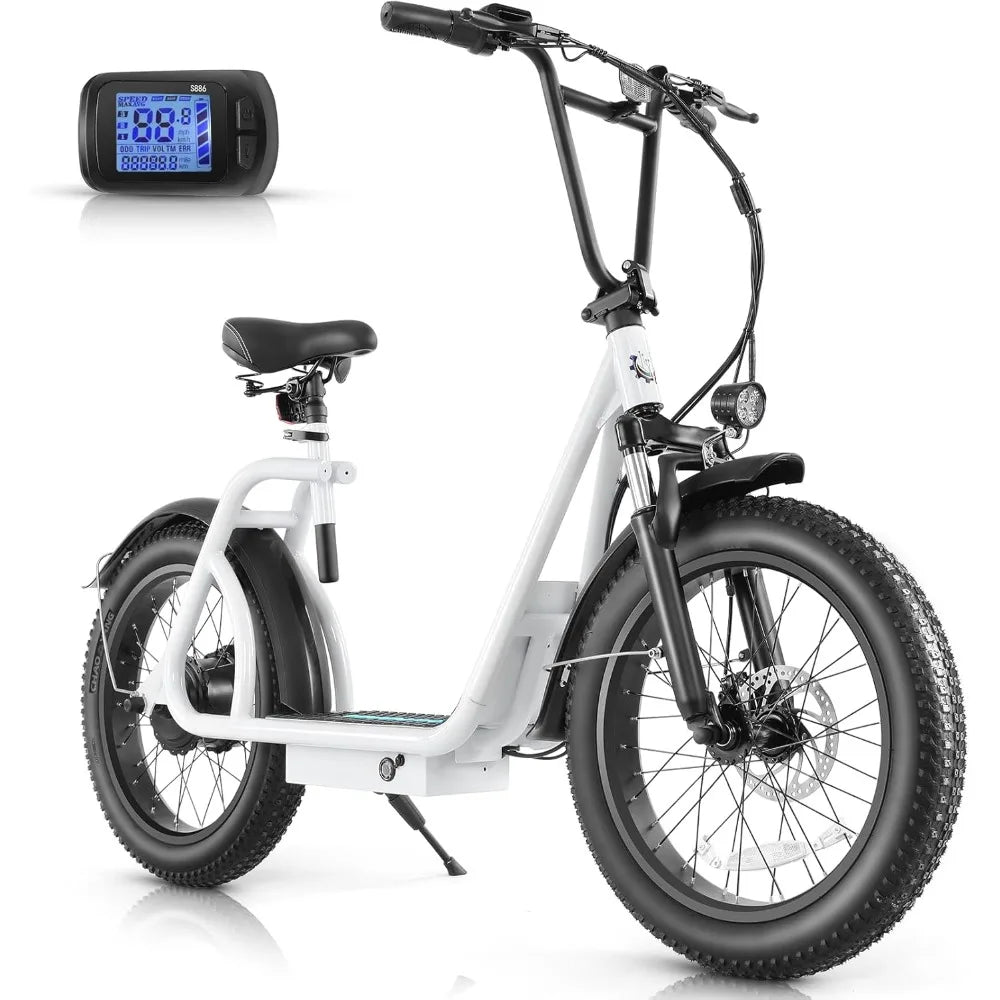 Electric Scooter with Seat, Max 30Miles Ranges&20Mph, 500/800/1200W Motor, 14" Fat Tire Foldable Commuter